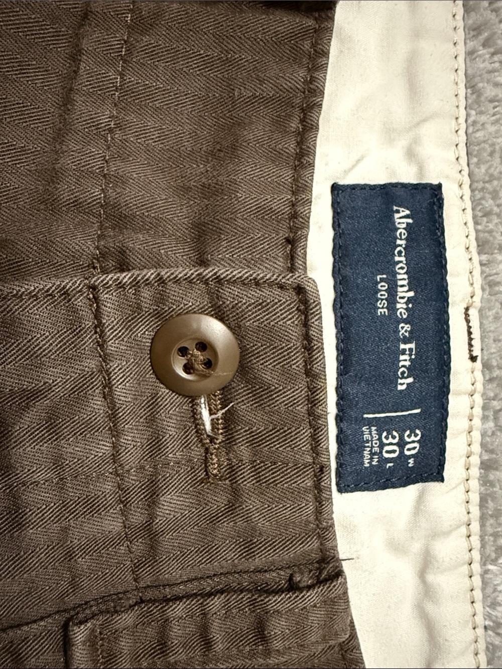 Abercrombie & Fitch Loose Chino Pants Dark Brown 100% Cotton 30x30 - Picture 2 of 5